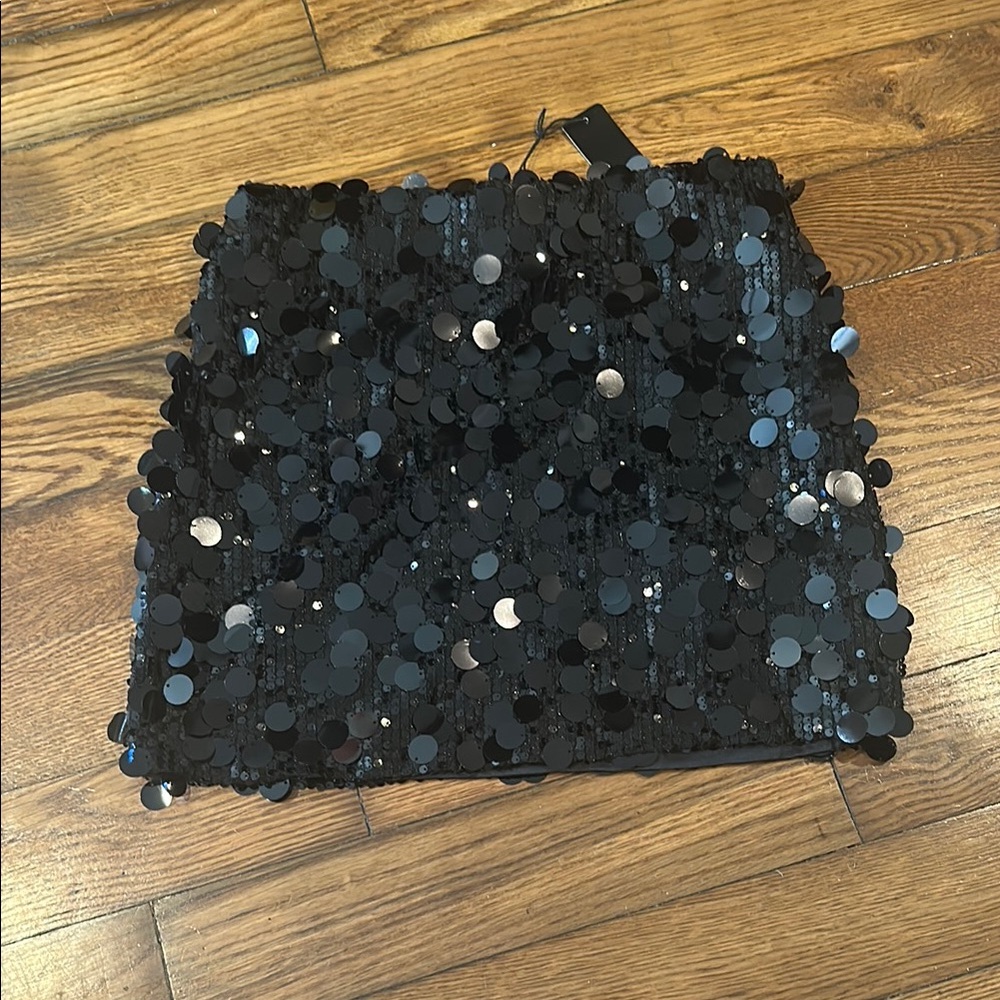Black Sequin Mini Skirt